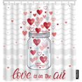 thumbnail image 1 of Heart Fabric Shower Curtain with Hooks Romantic Cupid Jar Kiss Perfect Stands Wave Love is in The Air Chevron Bath Shower Curtain Polyester 72x72 Inch for Bathrooms Bathtubs Camping, 1 of 6