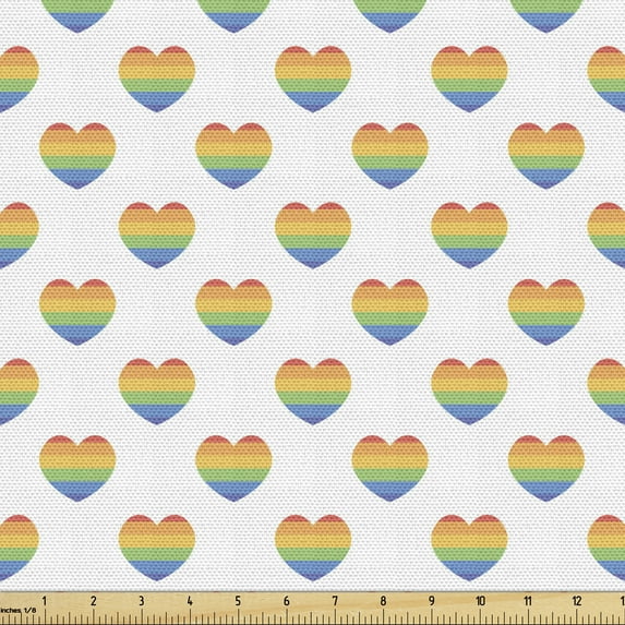 Ambesonne Heart Fabric by the Yard Upholstery, Lgbt Community Theme Shape, 1 Yard, Multicolor