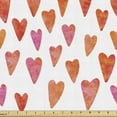 thumbnail image 1 of Heart Fabric by the Yard Upholstery, Watercolor Art Inspired Uneven Form Heart Shapes Valentine's Day Concept, Decorative Fabric for DIY and Home Accents, 3 Yards, Burnt Orange and Pink by Ambesonne, 1 of 4