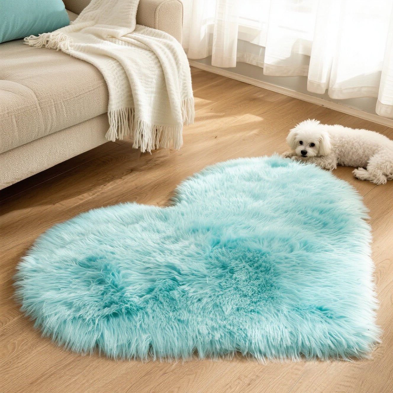 Heart Faux Fur Rug - Ultra Soft Fluffy Shag Carpet for Bedroom, Nursery ...