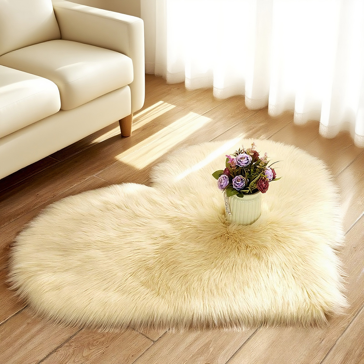 Heart Faux Fur Rug - Ultra Soft Fluffy Shag Carpet for Bedroom, Nursery ...