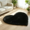 thumbnail image 1 of Heart Faux Fur Rug - Ultra Soft Fluffy Shag Carpet for Bedroom, Nursery, Dorm | Luxury Fake Fur Area Rug for Living Room & Bedside- 19.7" x 27.5" inch, Black Rug, 1 of 5