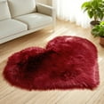 thumbnail image 1 of Heart Faux Fur Rug - Ultra Soft Fluffy Shag Carpet for Bedroom, Nursery, Dorm | Luxury Fake Fur Area Rug for Living Room & Bedside- 23.6" x 23.6" inch, Wine Red Rug, 1 of 5
