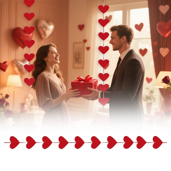 Heart Felt Garland - No Diy Happy Valentines Day Decoration Red Pink White Felt Heart Hanging Garland Banner Galentines Day Decoration for Anniversary Birthday Wedding Party Decorations(1Pc/7.55Ft)