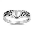 thumbnail image 1 of Heart Filigree Antiqued Leaf Grape Wine Ring 925 Sterling Silver Band Jewelry Female Male Size 6, 1 of 4