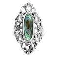 thumbnail image 1 of Heart Filigree Oval Abalone .925 Silver Ring-10, 1 of 5