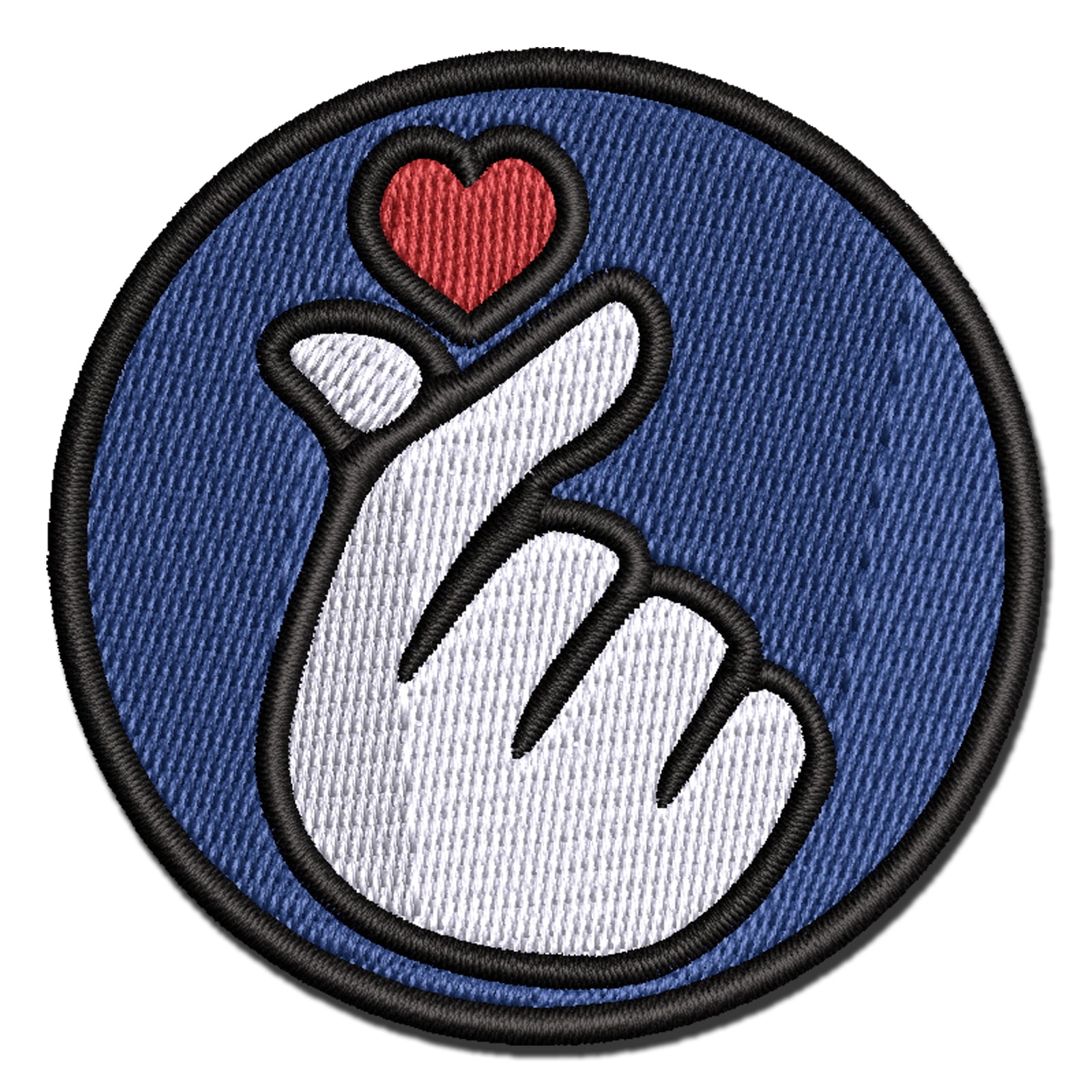Heart Fingers Gesture of Love Applique Multi-Color Embroidered Iron-On Patch - 3.5 Inch Large