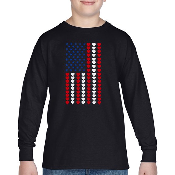 Heart Flag - Boy's Word Art Long Sleeve T-Shirt