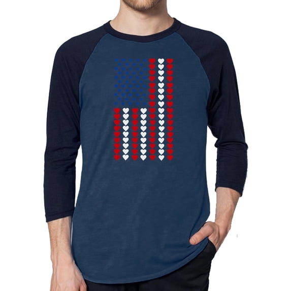 Heart Flag - Men's Raglan Baseball Word Art T-Shirt
