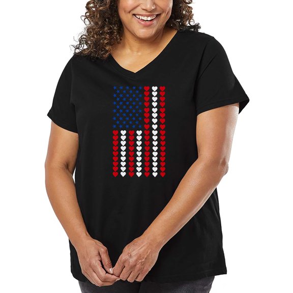 Heart Flag - Women's Plus Size Word Art V-Neck