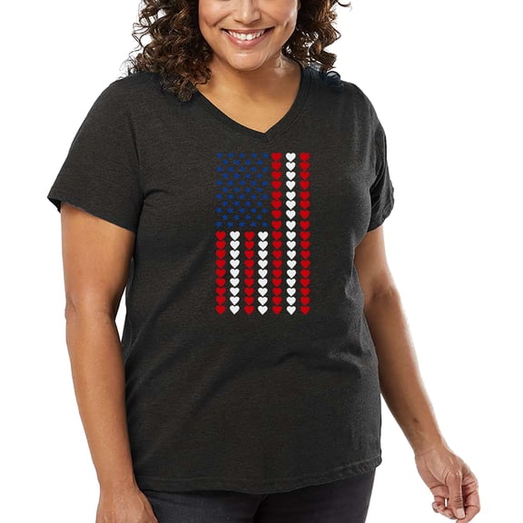 Heart Flag - Women's Plus Size Word Art V-Neck