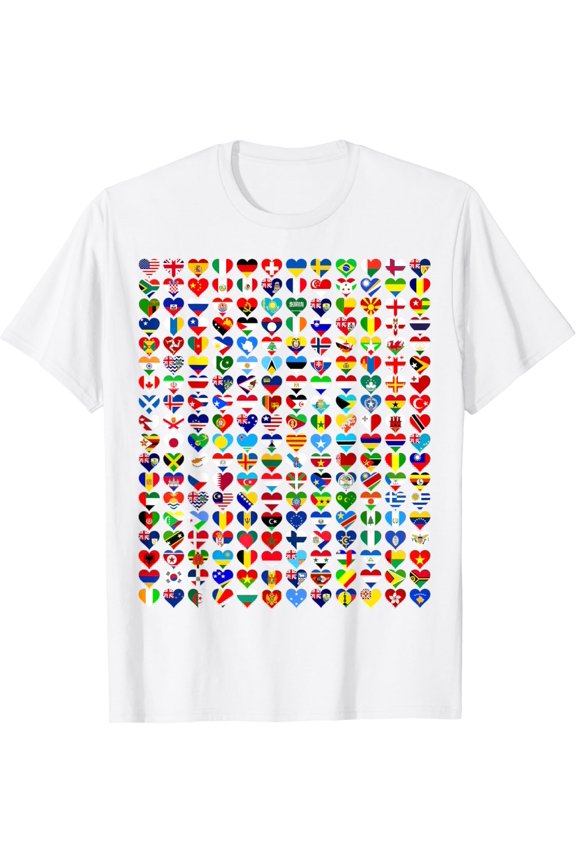 Heart Flags All Countries Flags Of The World Flags Unity Day T-Shirt