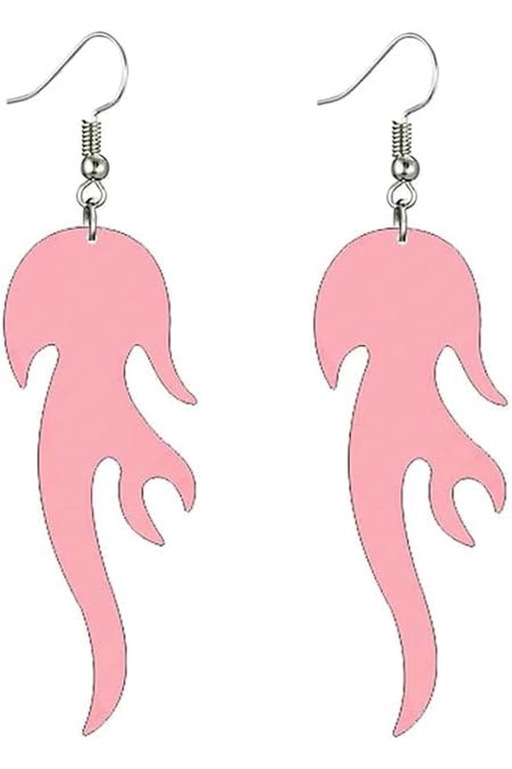 Heart Flame Fire Earrings for Women Personalized 70s 80s Lightweight Acrylic Hollow Love Heart Dangle Drop Statement Earrings Halloween Party Accessories Jewelry
