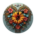 thumbnail image 1 of Heart Floral Butterflies Wall Clock 10 Inch Silent Non Ticking Round Wooden Clock Decoration for Living Room Kitchen Bedroom Bathroom Office Classroom, 1 of 9