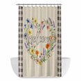 thumbnail image 1 of Heart Floral Wreath Shower Curtain - Water Repellent Fabric Shower Curtains Washable, Country Vintage Flowers Burlap Plaid Decorative Polyester Cloth Bathroom Curtains Modern Bath Decor 36"x72", 1 of 8