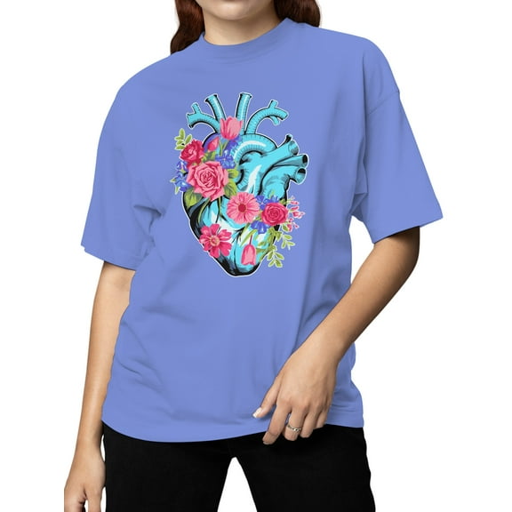 Heart & Flowers Art Print Women's T-shirt