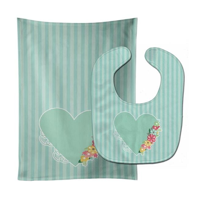 Heart & Flowers No.2 Baby Bib & Burp Cloth