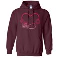 thumbnail image 1 of Heart Flowers Stethoscope Hoodie Sweatshirt Unisex Large Maroon, 1 of 5
