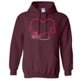 thumbnail image 1 of Heart Flowers Stethoscope Hoodie Sweatshirt Unisex X-Large Maroon, 1 of 5