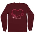 thumbnail image 1 of Heart Flowers Stethoscope Long Sleeve Shirt Unisex X-Large Maroon, 1 of 5