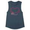 thumbnail image 1 of Heart Flowers Stethoscope Women's Muscle Tank 2X-Large Antique Denim, 1 of 5