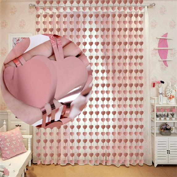 Heart Foil Curtain, 39*79 Inch Heart Shape Tinsel Foil Fringe Curtain, Valentines Decorative Photo Backdrop Streamer Curtain, Valentine’s Day Birthday Wedding Engagement Photo Shoot Party Decor