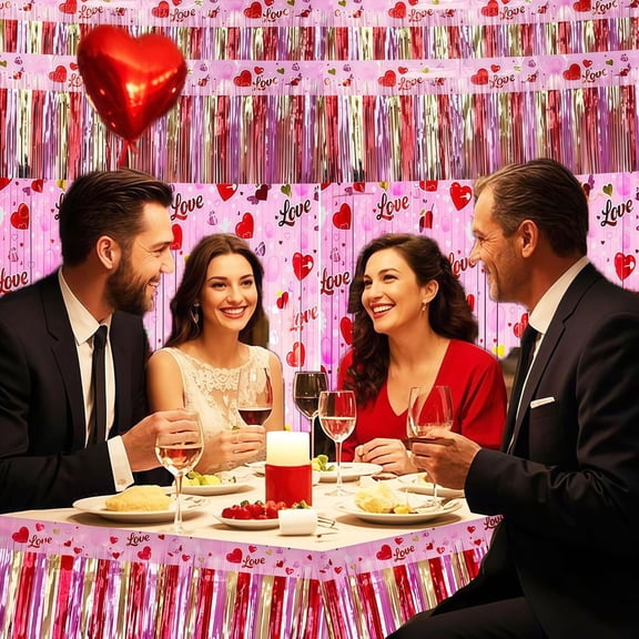 Heart Foil Curtain – Wedding Party Backdrop | Metallic Red Heart, Rain-Effect, DIY Cuttable | Weatherproof Aluminum | Valentine’s Day, Anniversary | 38 x 300 cm
