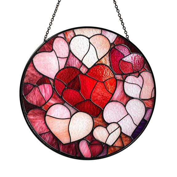 Heart Form Glass Suncatcher Window Hanging Soft Romantic Interior Styling Gift