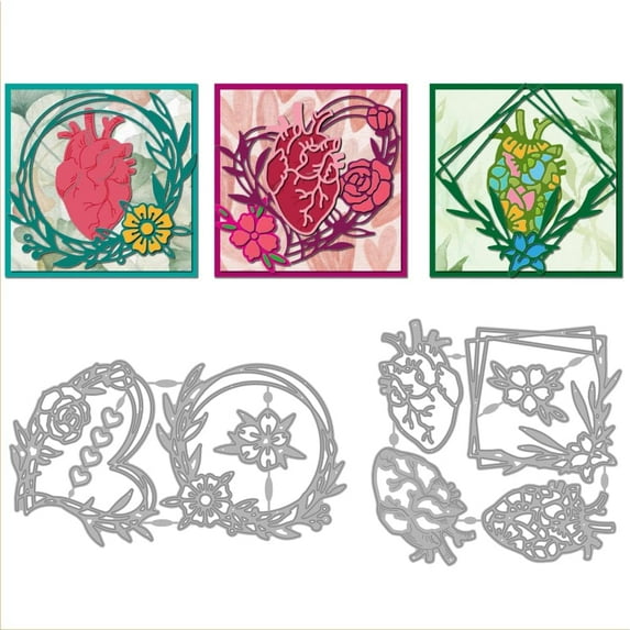 Heart Frame Cutting Dies for Card Making Wreath Metal Die Cuts Flower Cutting Dies Templates for Scrapbooking Journal Embossing Paper Craft Decor for DIY