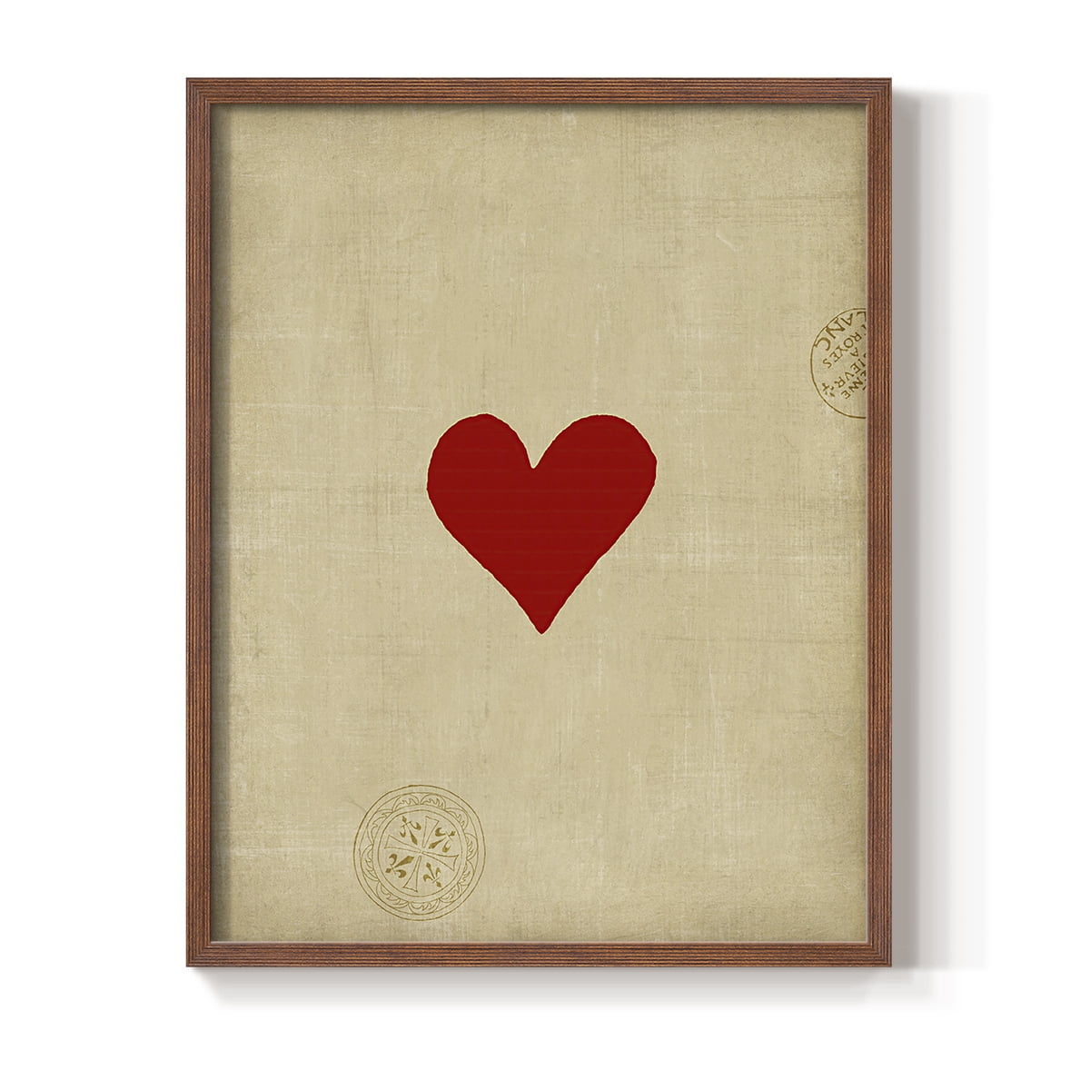 Heart Framed Print in Brown Solid Wood Framed Print No Nail Hanging