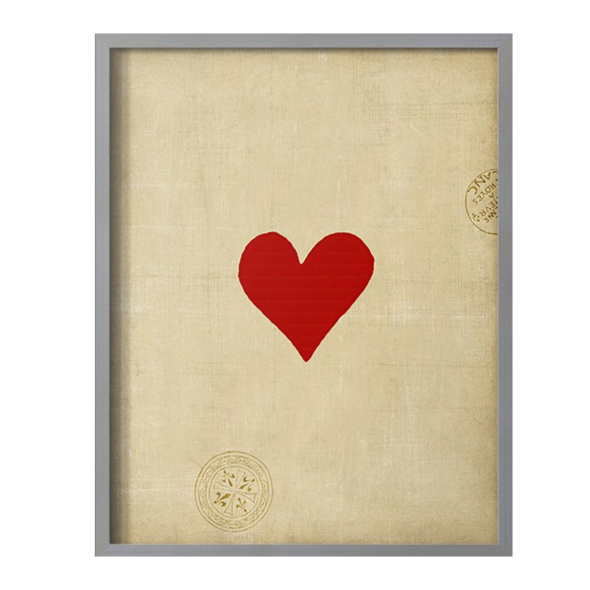 Heart Framed Print in Gray Solid Wood Framed Print No Nail Hanging