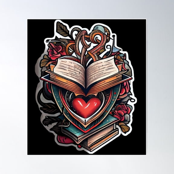Heart Full Of Reading Roses Poster Wall Art, Modern Wall Decor For Living Room Bedroom, 16x24 UNFRAMED