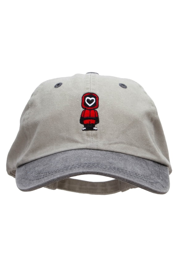 Heart Games Embroidered Pigment Dyed Wash Caps - Beige Black OSFM