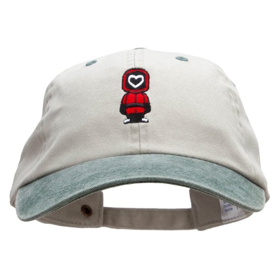 Heart Games Embroidered Pigment Dyed Wash Caps - Beige Green OSFM