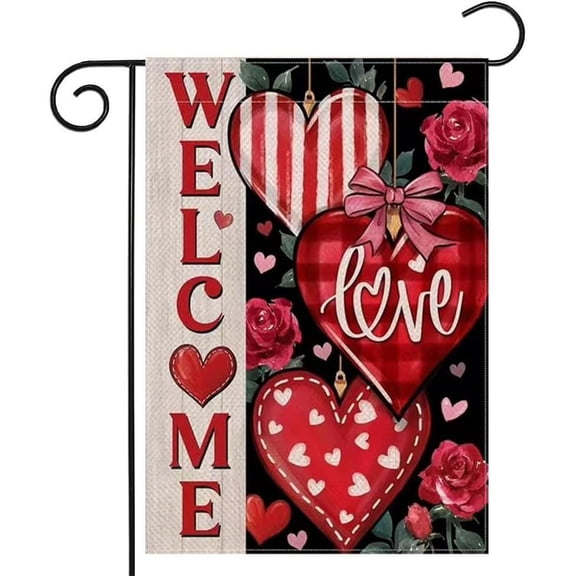 Heart Garden Flag 12.5 x 18 Inch Welcome Love Decorative Double Sided Flag for Farmhouse Yard Outdoor Decoration