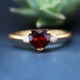 thumbnail image 1 of Heart Garnet Promise Ring CZ Diamod Engagement Ring January Birthstone Proposal Ring Anniversary Gift For Wife, 1 of 4
