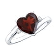 thumbnail image 1 of Rosec Jewels Heart Garnet Solitaire Promise Ring with Diamond, Minimal Heart Ring - 6 mm, 925 Sterling Silver, US 4.00, 1 of 8