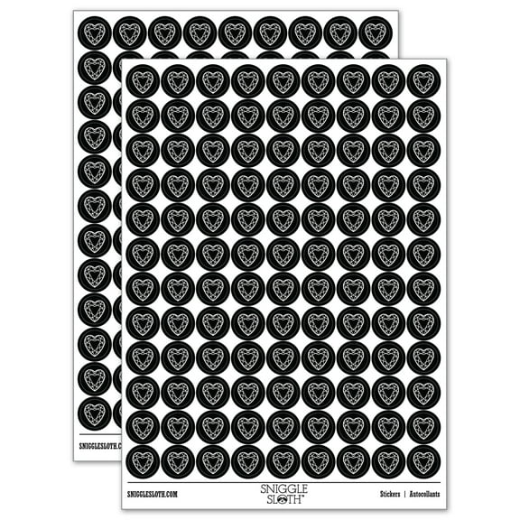 Heart Gem Cut Diamond Jewelry 200+ Round Stickers - Black - Gloss Finish - 0.50" Size