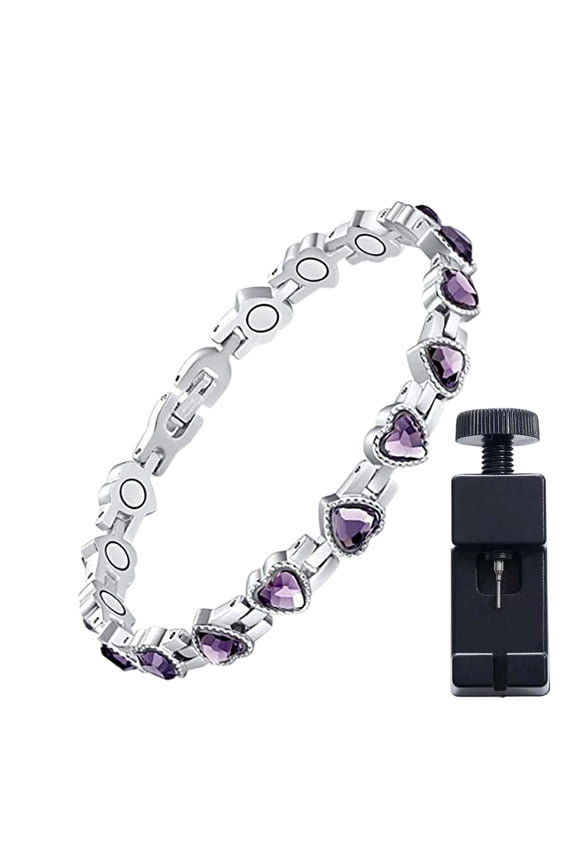 Heart Gemstone Bracelet, Adjustable Fit for Joint Health Support
