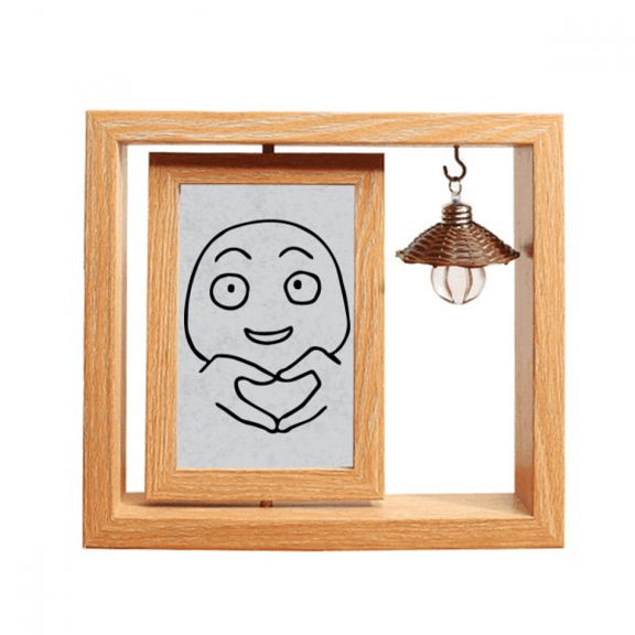 Heart Gesture Love Face Cartoon Wooden Rotating Picture Photo Frame 4x6