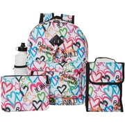 CLUB LIBBY LU Heart Girls Backpack with Lunch Box and Water Bottle 6 Piece Set 16 inch
