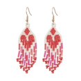 thumbnail image 1 of Heart Glass Seed Beaded Tassel Dangle Earrings for Women Golden FireBrick 69x20mm diy, 1 of 4