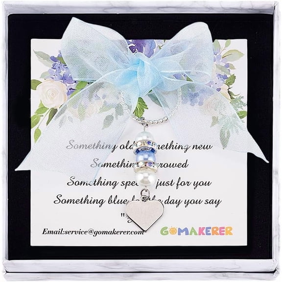 Heart Glass & Stainless Steel Bride Bouquet Pendant Decoration Polyester Bowknot Charm Something Blue Keepsake Gift for Bride Stainless Steel Color 75mm