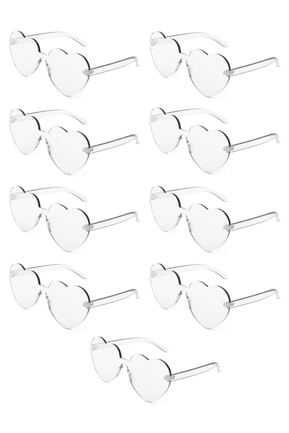 Heart Glasses 9 Pieces, Rimless Heart Shaped Sunglasses, Candy Color Heart Shaped Glasses, Party Sunglasses