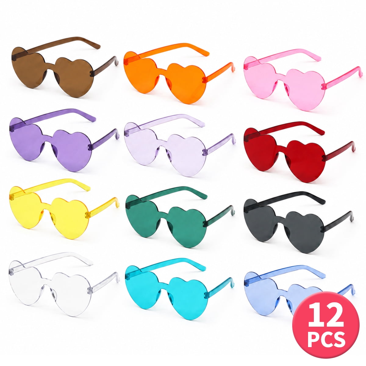 Heart Glasses for Women Valentine Party Glasses Fun Trendy Heart Shaped Glasses for Birthday Wedding Bachelorette Party Favor Mixed Color 12PCS