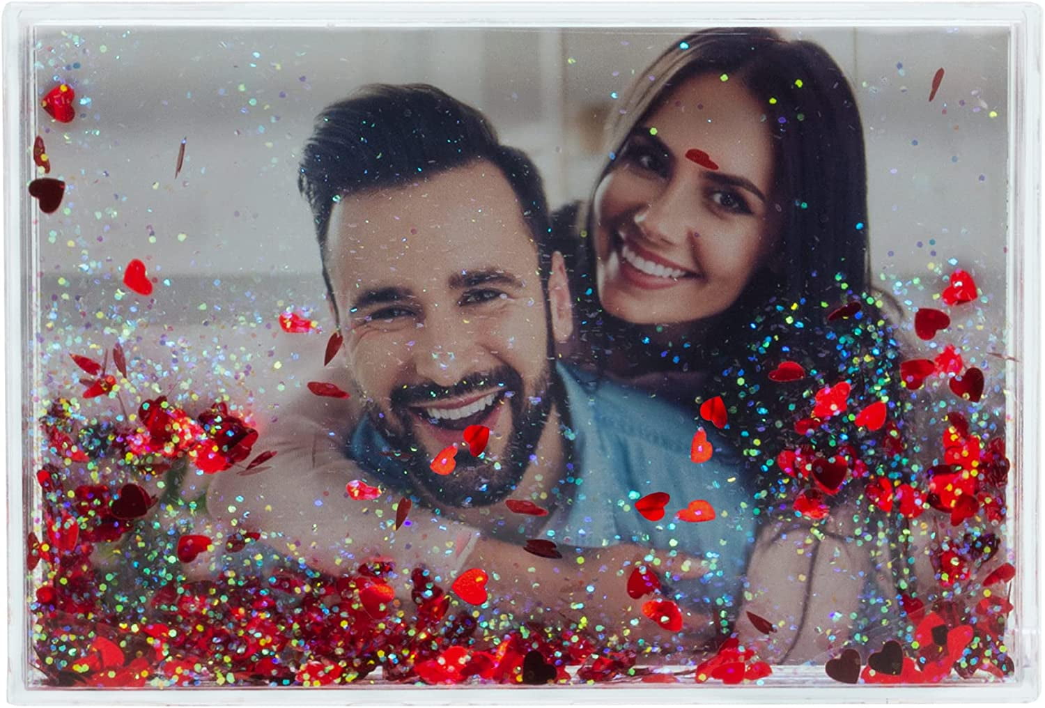 Heart Glitter 4" x 6" Photo Snow Globe Picture Frame - Walmart.com