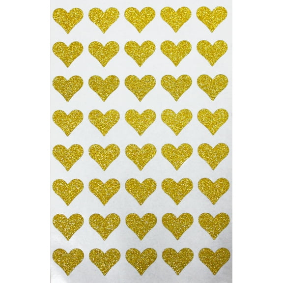 Heart Gold Sticker Glitter Envelopes Seal - Decorative Labels for Stationery, Paperwork and Arts - Permanent Adhesive Color Coding Labels - 400 Pack by Royal Green