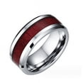 thumbnail image 1 of Heart Grain Titanium Three Layer Wood Couple Rings Set Stylish Steel Bands, 1 of 3