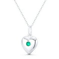 thumbnail image 1 of Heart & Green Cubic Zirconia CZ Crystal Love Charm 22x14mm (0.9x0.6in) Pendant & Chain Necklace in .925 Sterling Silver, 1 of 1