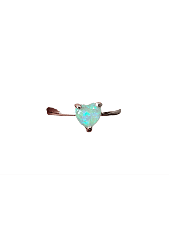 Heart Green Opal Rose Gold Ring Size 6 HGORGRS6